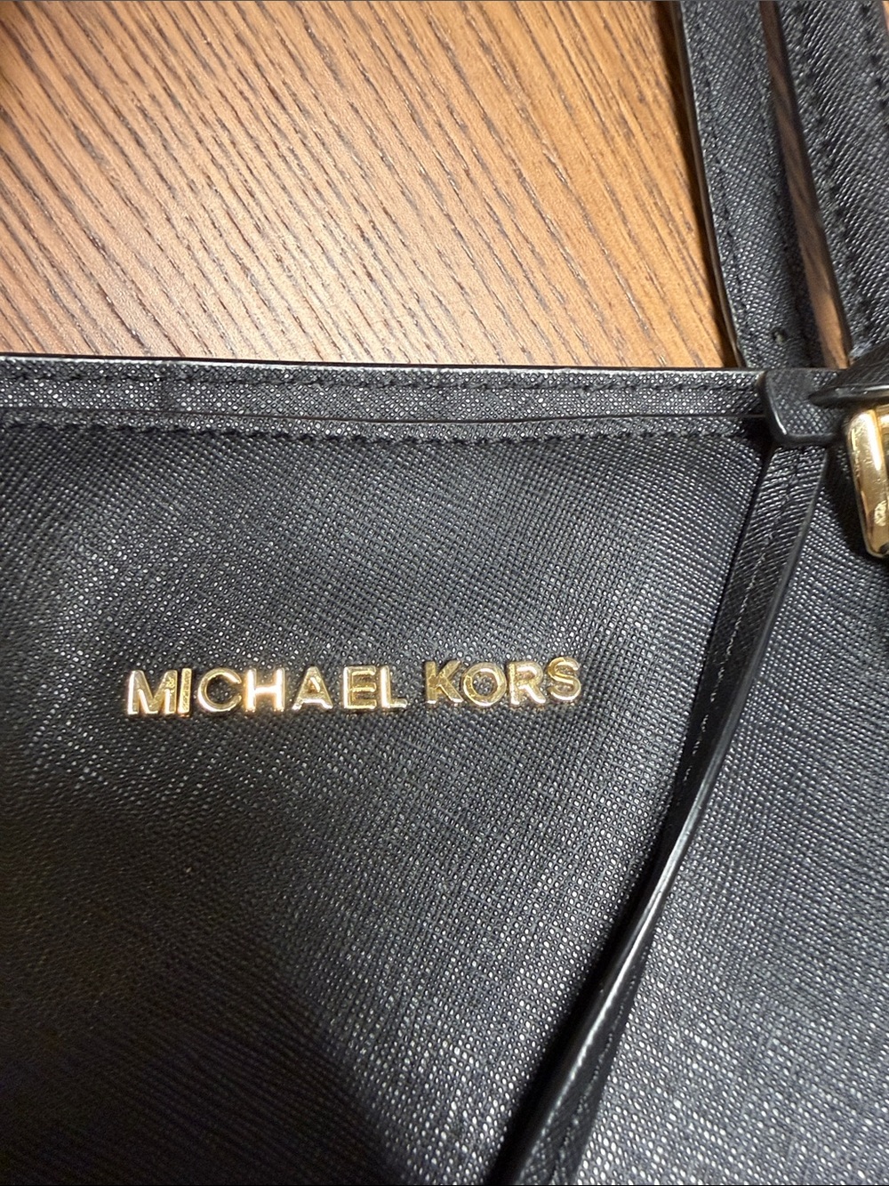 Michael Kors Black Saffiano Leather Tote with Gold Hardware - Picture 3 of 7